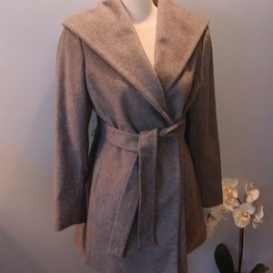 Calvin Klein grey wool blend wrap coat